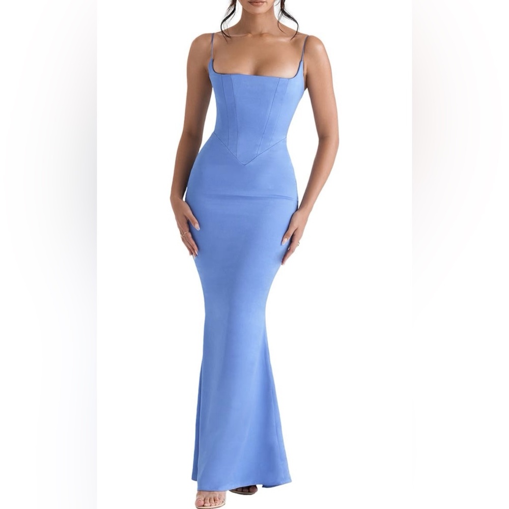 House of CB Olivette Corset Maxi Dress In Blue